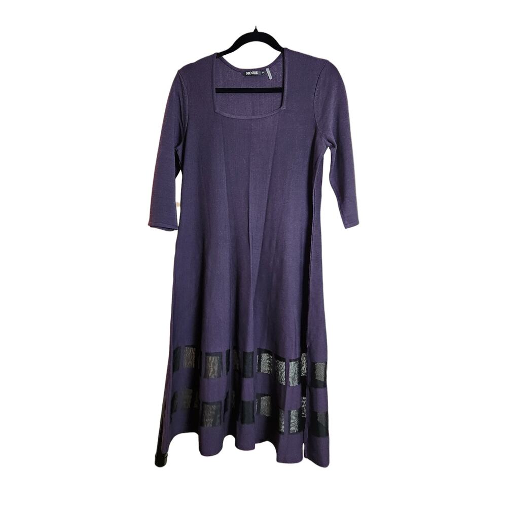 Nic + Zoe Size Medium Midi Dress Dark Purple 3/4 Sleeve
